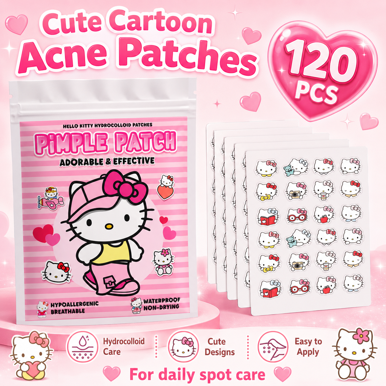 Skincare The Originote - 120PCS hello kitty Acne patches, facial
