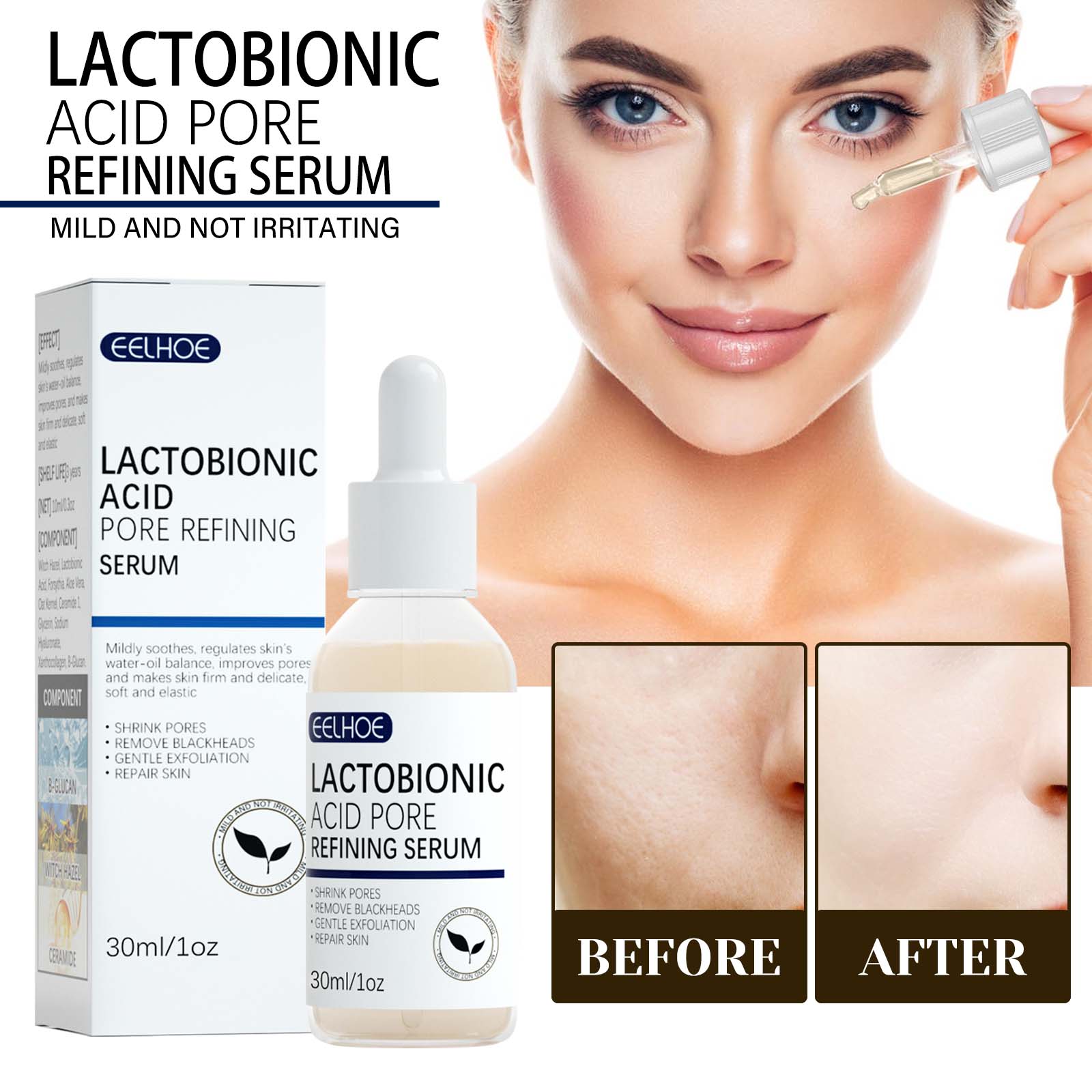 Lactic Acid Toner - Lactose Acid Shrink Pores Serum Moisturizing