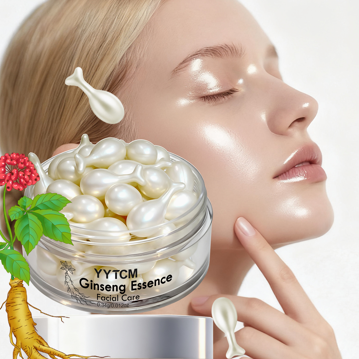 Retinol Vitamin A Cream - Ginseng Essence Capsules, Moisturizing and Firming