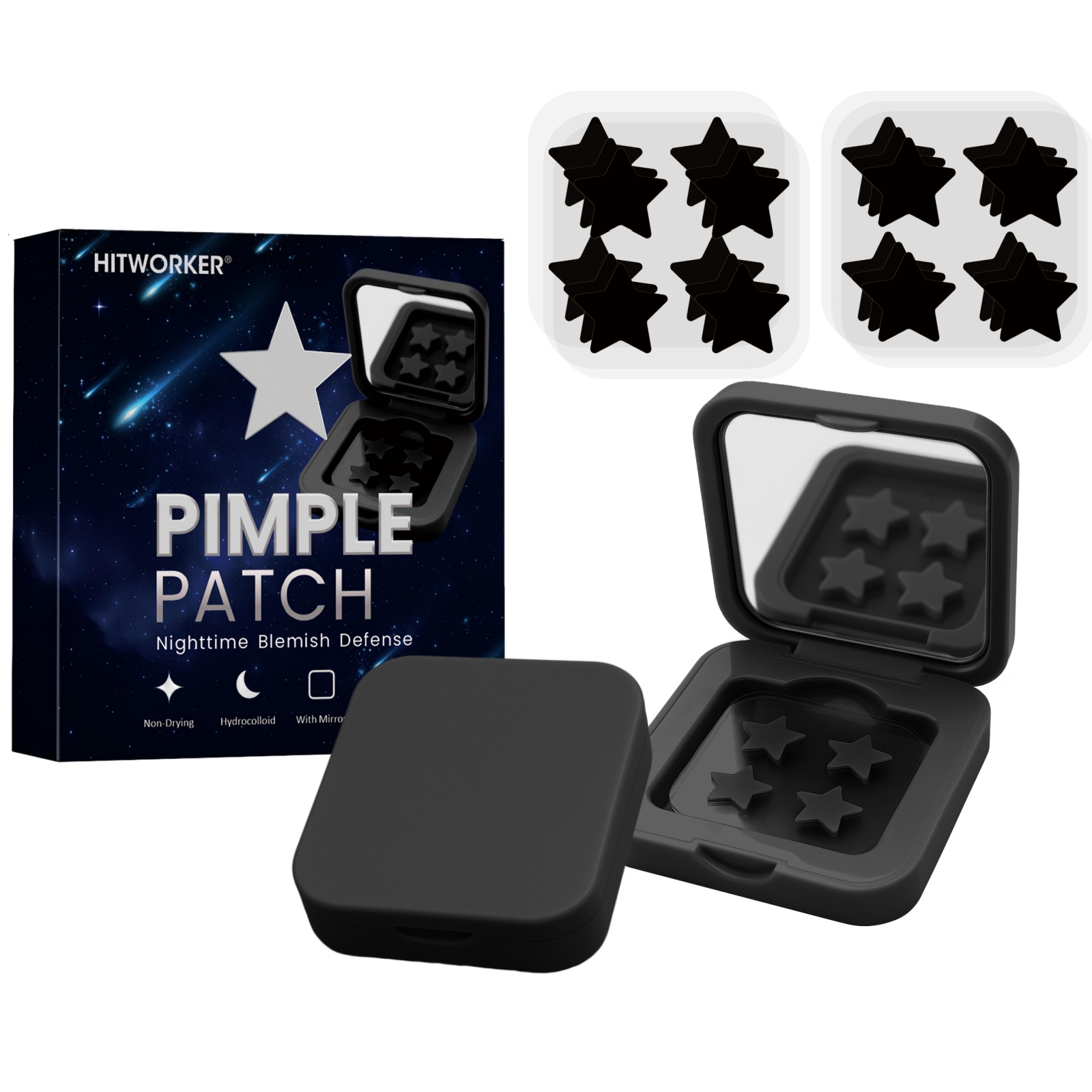 Skincare The Originote - 60-Piece Mirror-Boxed Star-Shaped Black Acne Patches