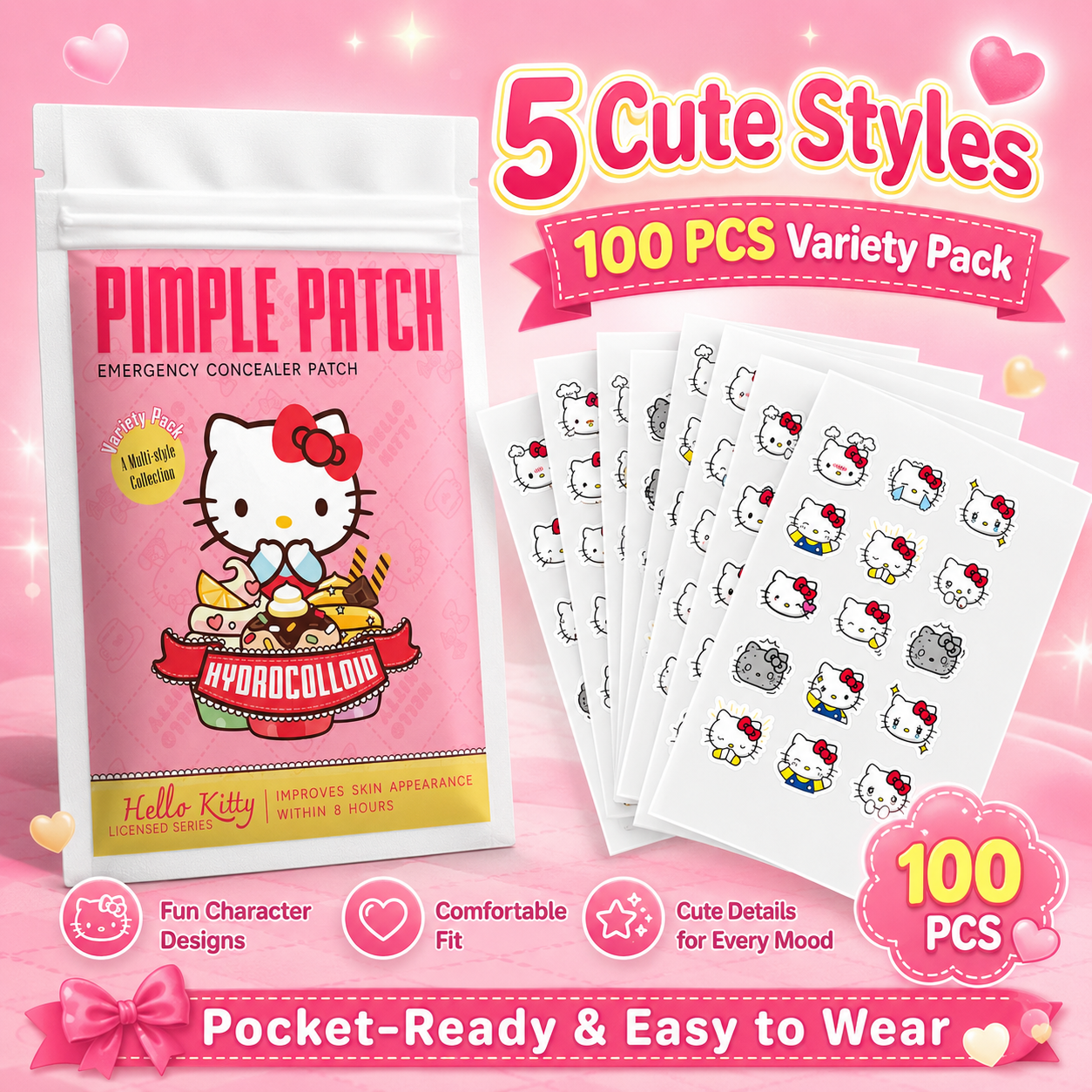 Skincare The Originote - 100PCS hello kitty Acne patches, facial