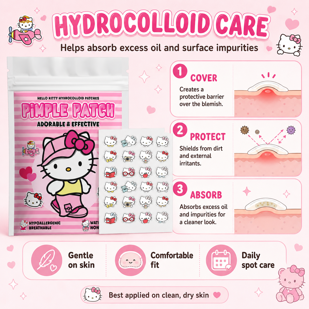 120PCS hello kitty Acne patche - Skincare The Originote recensie en prijs