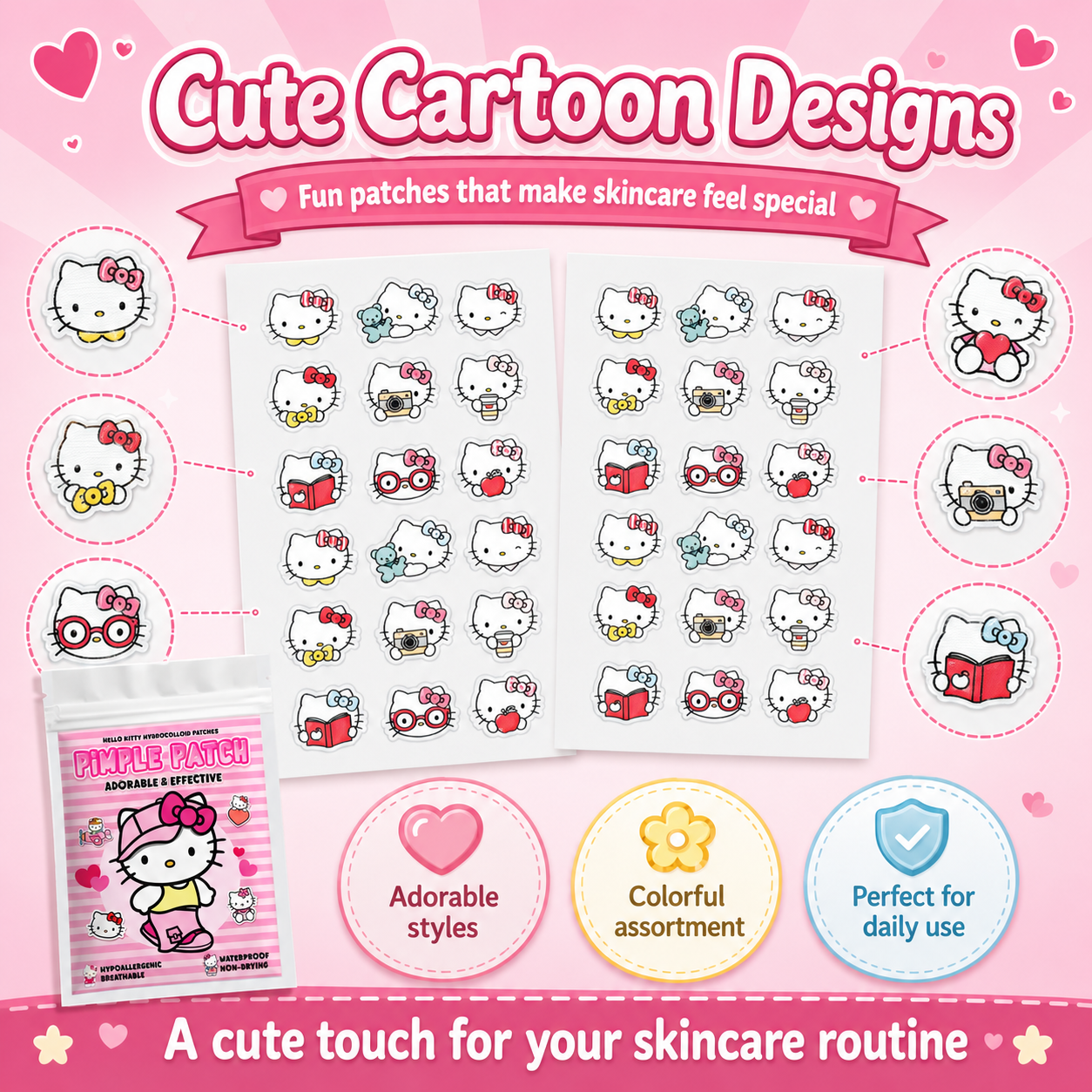 120PCS hello kitty Acne patche - Skincare The Originote recensie en prijs