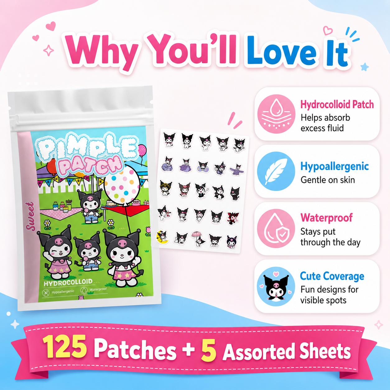 125PCS Sanrio Kulomi Acne Patc - Skincare The Originote recensie en prijs