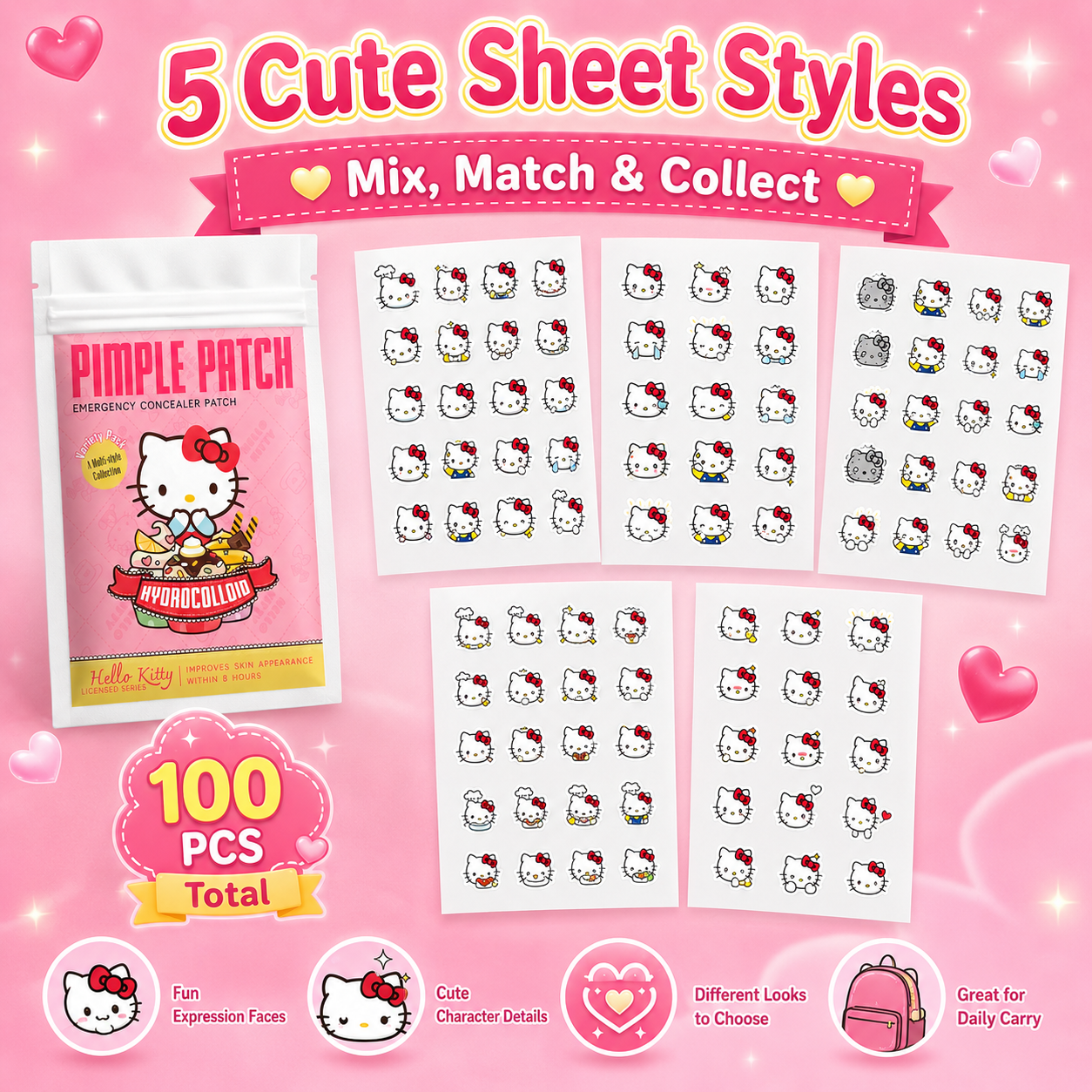 100PCS hello kitty Acne patche - Skincare The Originote recensie en prijs