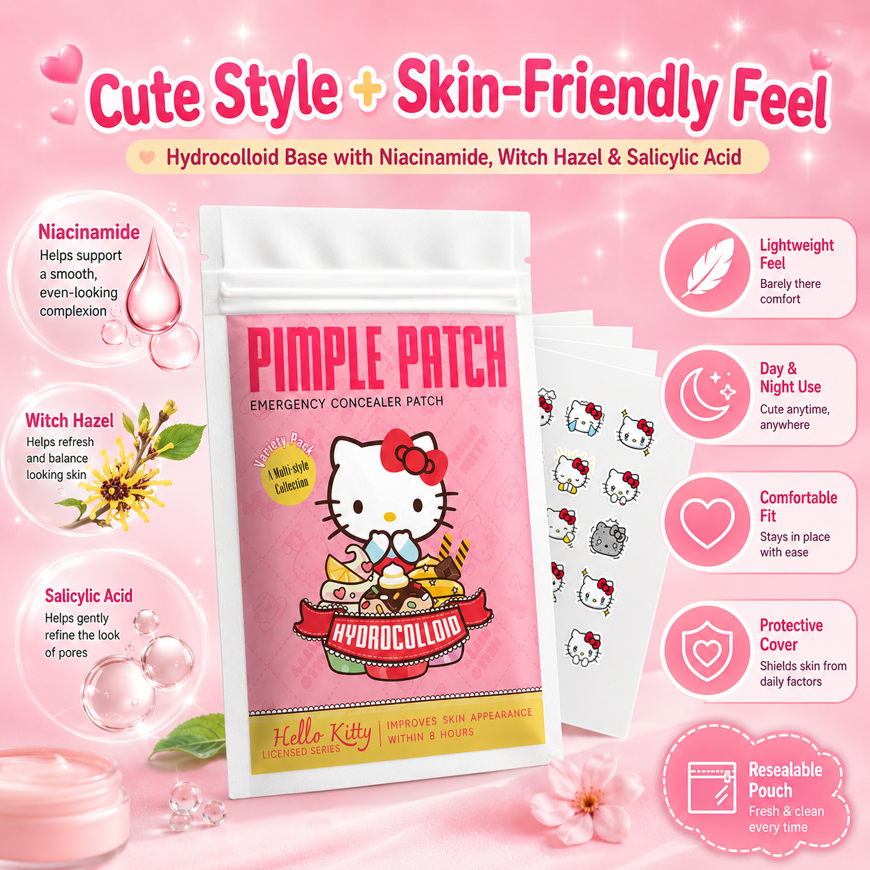 100PCS hello kitty Acne patche - Skincare The Originote recensie en prijs